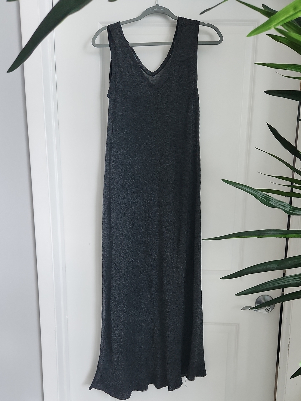 Sleeveless V-Neck Maxi Dress in Charcoal Gray